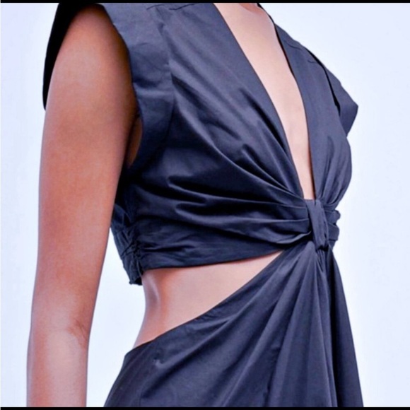 A.L.C. Alexandria Cotton Midi Dress Cap Sleeves Cutout Navy Size 8 - Picture 16 of 16